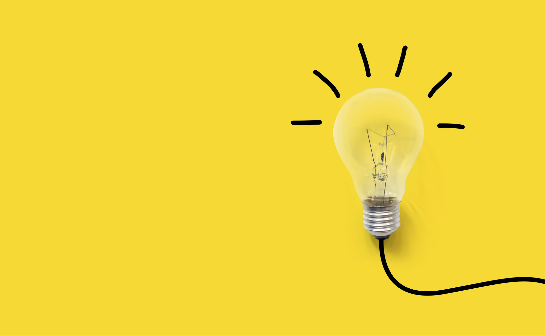 Creative thinking ideas brain innovation concept. Light bulb on yellow  background – BizWitty