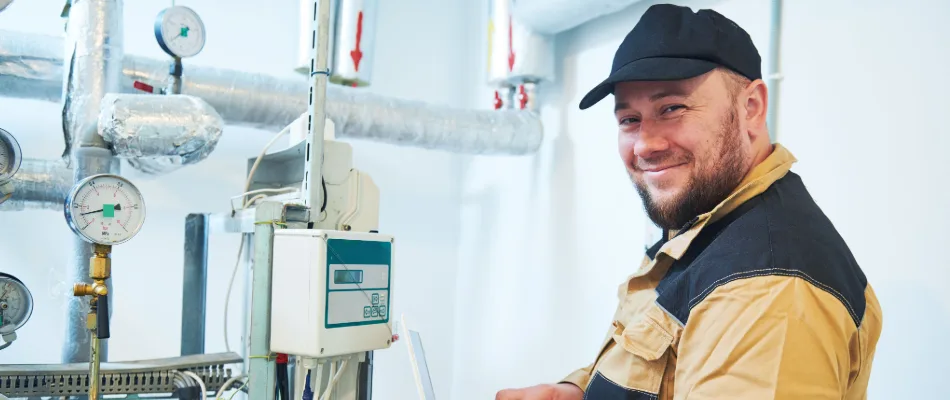 A tradesperson in business premises