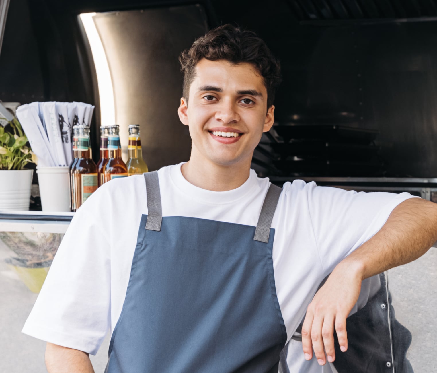 A happy food van owner