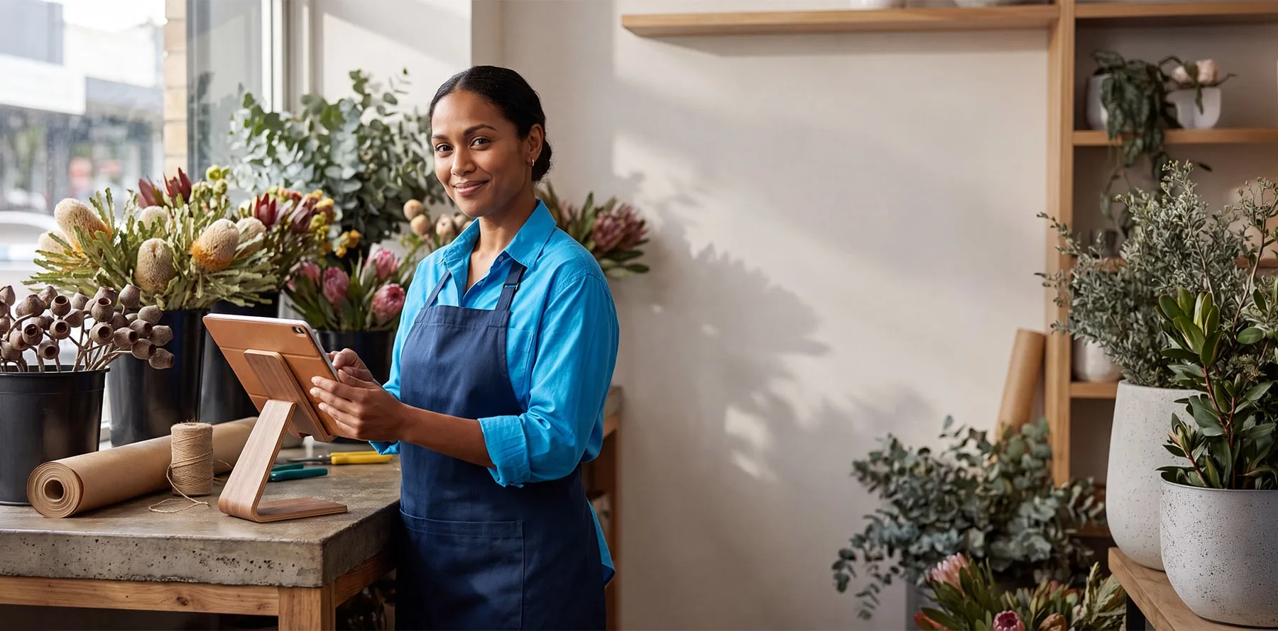 Flower shop owner in a flower shop