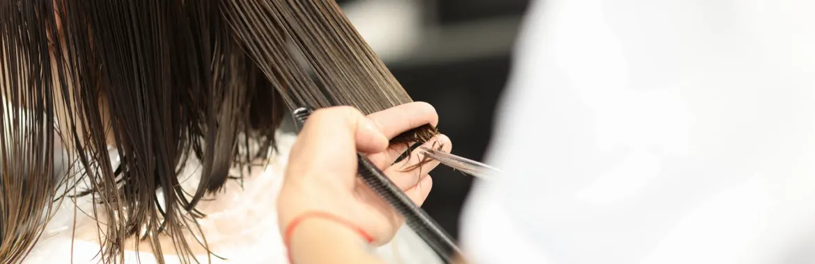 A hairdresser serving a customer