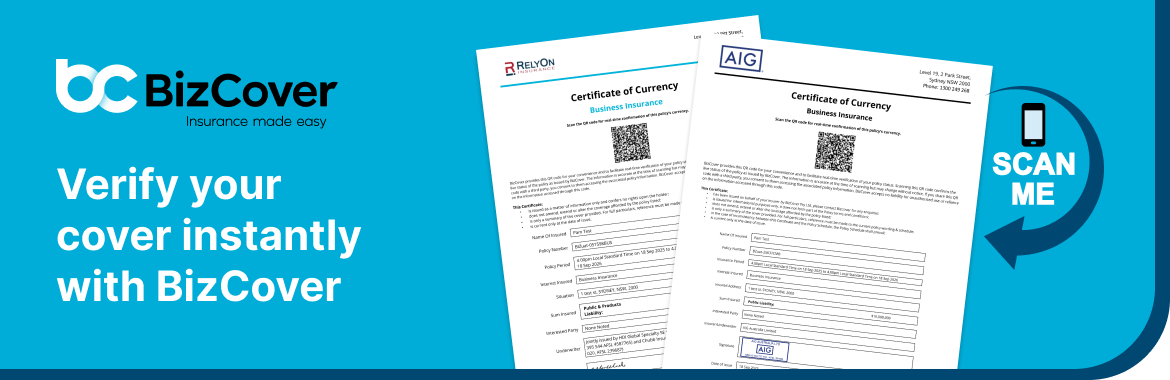 Verify your cover instantly with BizCover